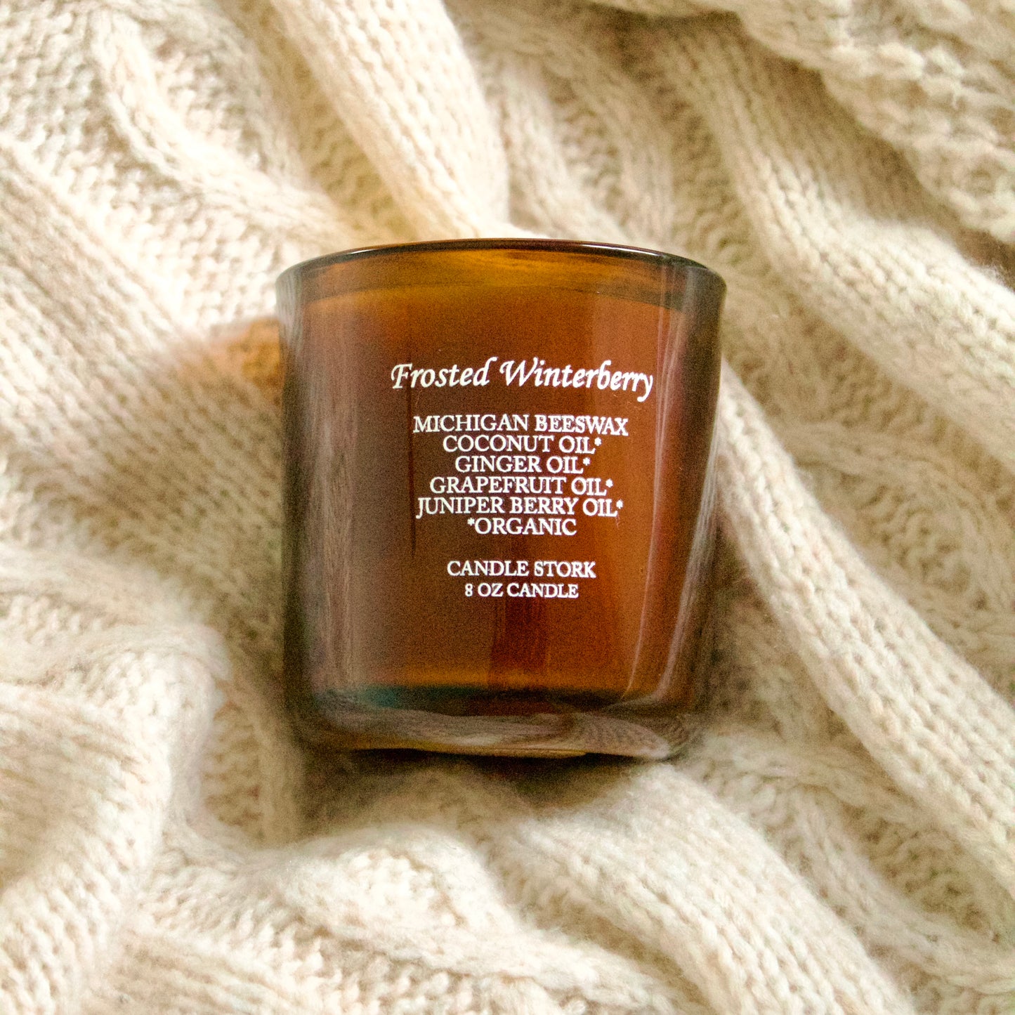 Frosted Winterberry Beeswax Candle