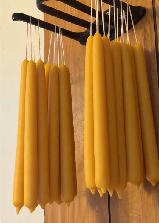 9" Beeswax Taper Candles, Hand-Dipped (Set of 2)