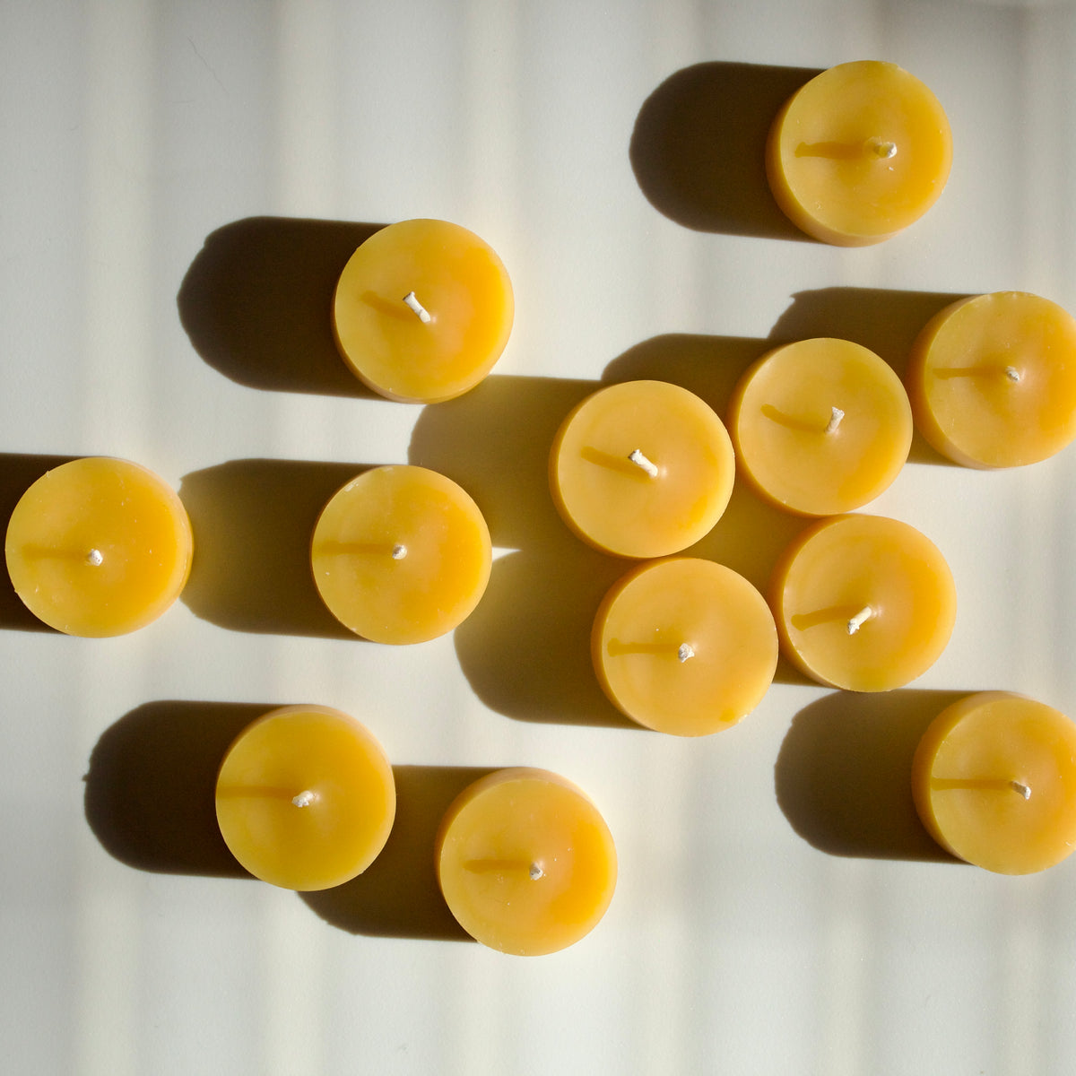 Pure Beeswax Tea Light Candles, Set of 12