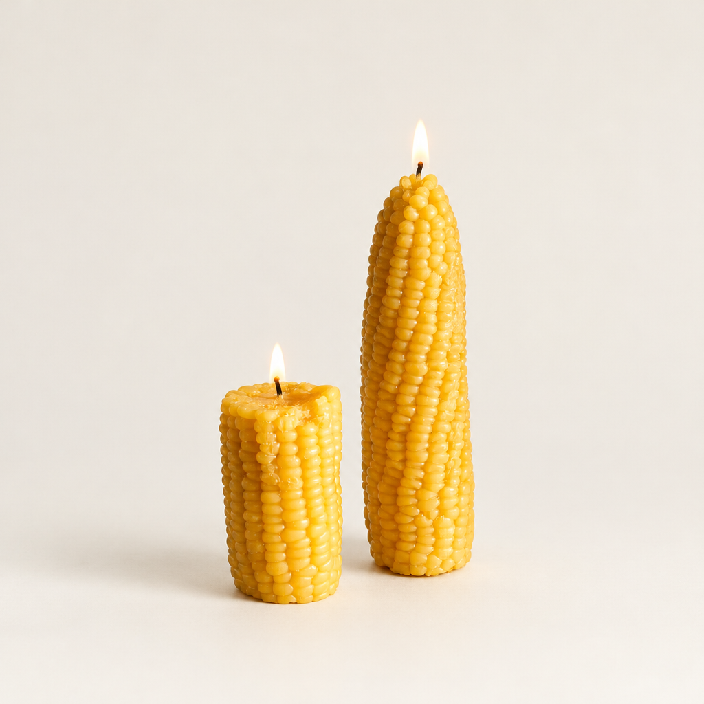 Corn cob candles together with lighter shadows