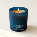 Frosted Winterberry beeswax candle mockup in a blue frosted jar