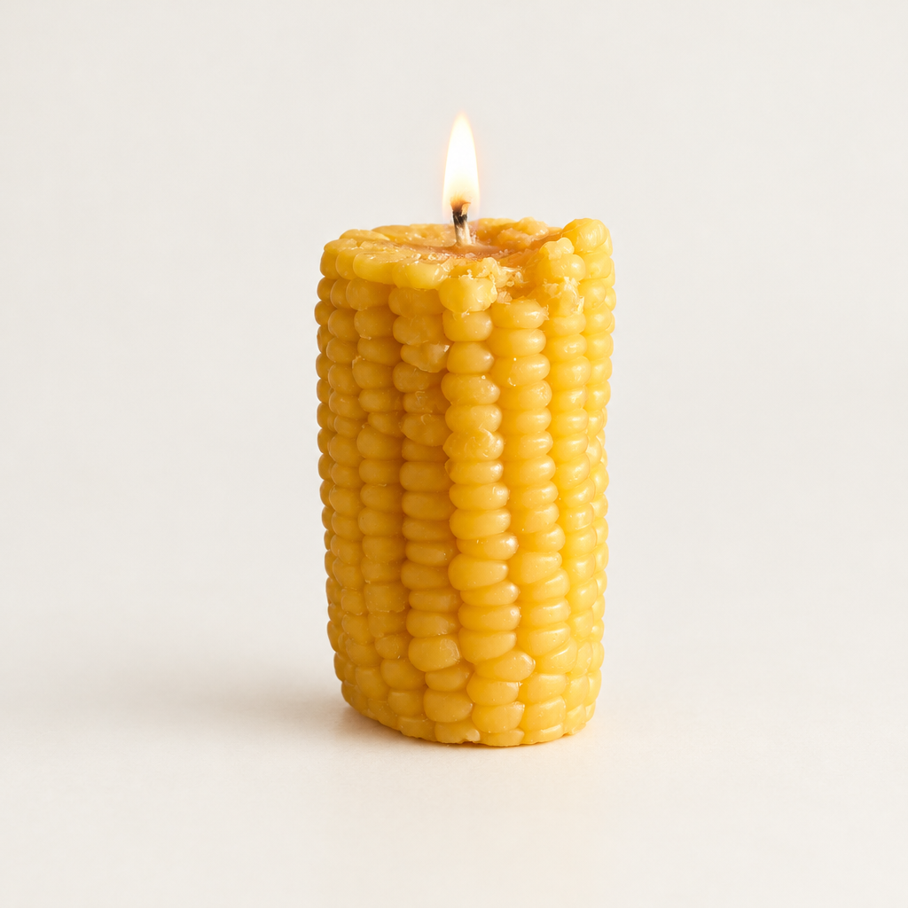 Short corn cob candle with lighter shadows