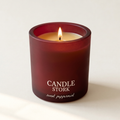 Sweet Peppermint beeswax candle mockup in a red frosted jar