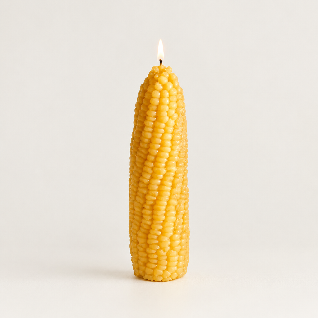 Tall corn cob candle with lighter shadows